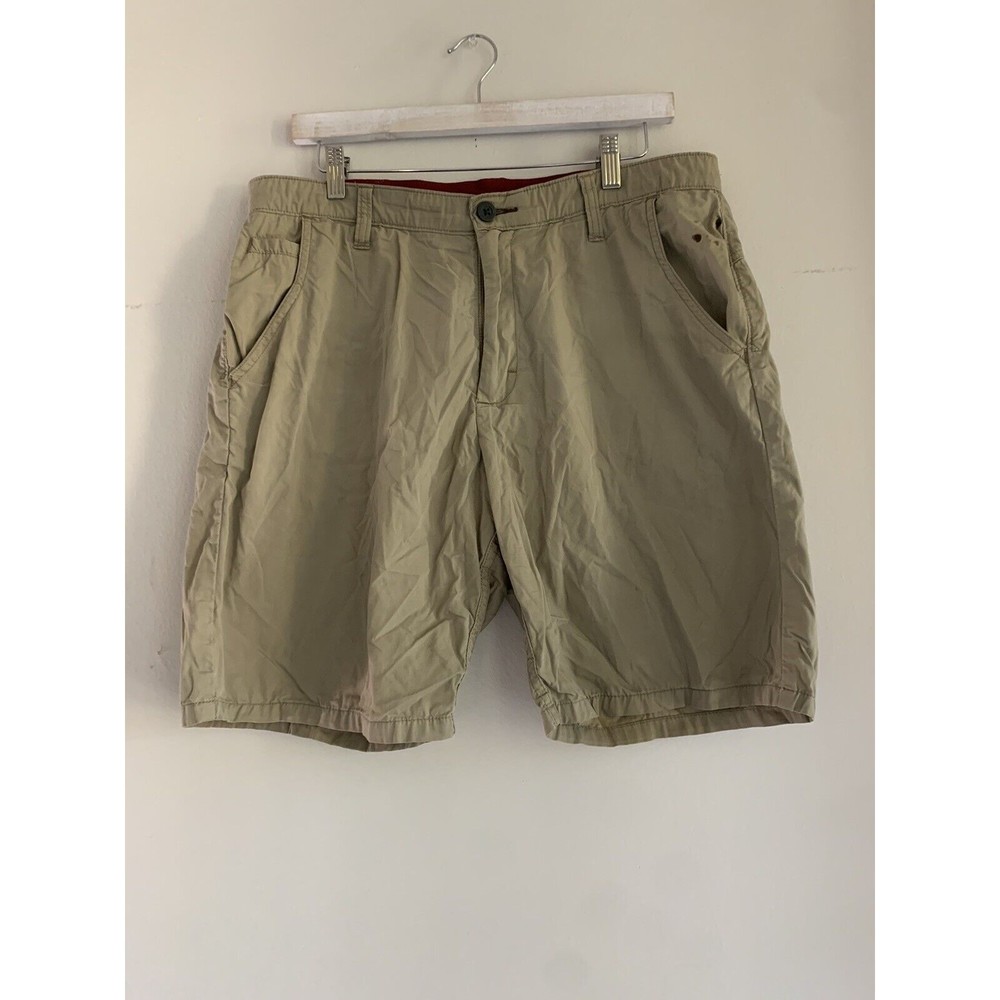 Wrangler Outdoor Flat Front Comfort Flex Waist Khaki Brown Shorts Size 34 Mens